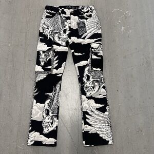 NWT Rebel Vengeance Tapestry Cargo Jeans Mens Skull Skeleton Goth Streetwear Y2K